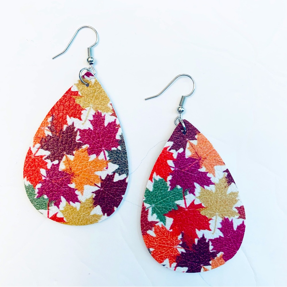 🍁2/$10 Fall Faux Leather Earrings